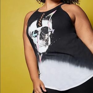 BNWT TORRID LOVESICK TIE-DYE SKULL HIGH NECK TANK